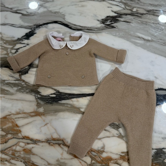 La Coqueta Camel Fonzo Morino Baby Knitted Set | Baby Girl 0-3 Mo - Picture 3 of 10